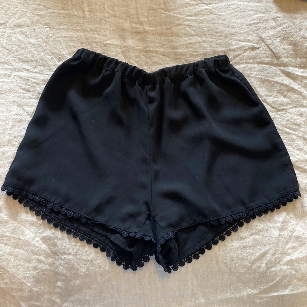 Black Shorts with Scalloped Edge